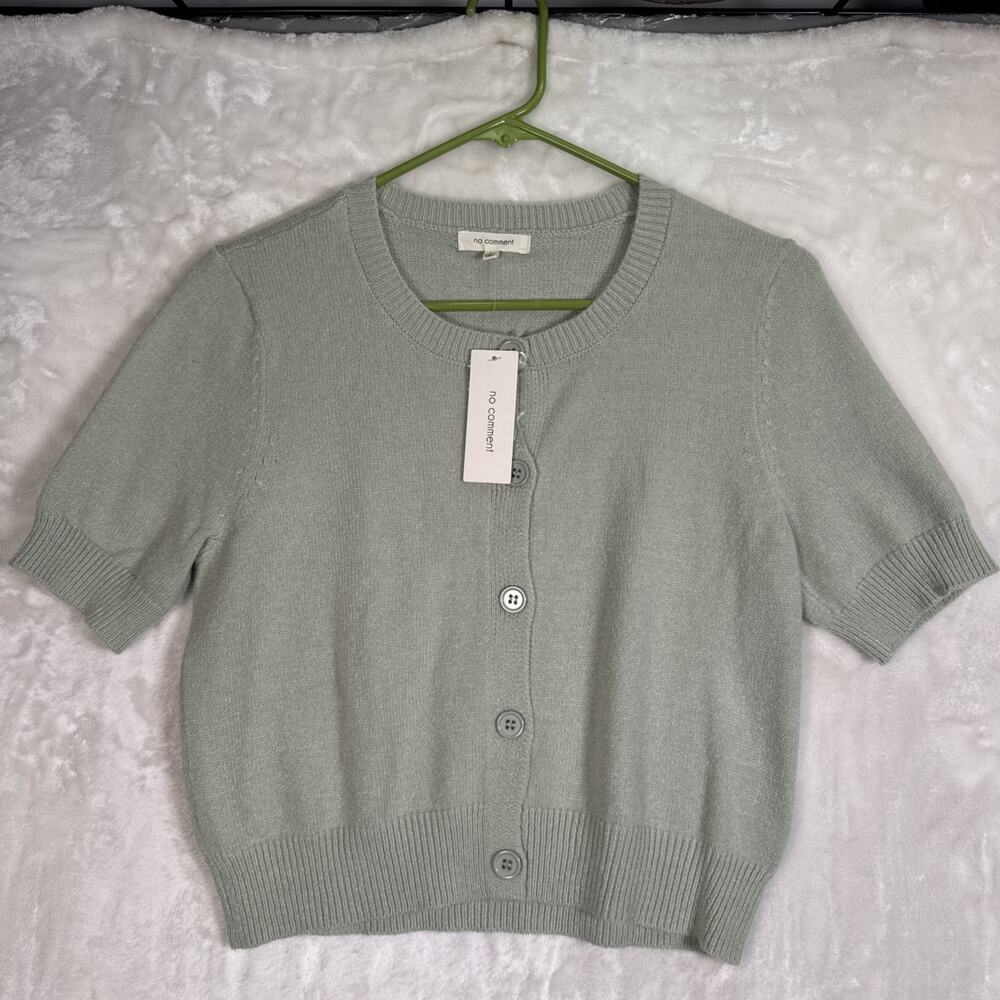 NWT- No Comment NY.LA Women’s Short Sleeve Sage Green Cardigan- Size L